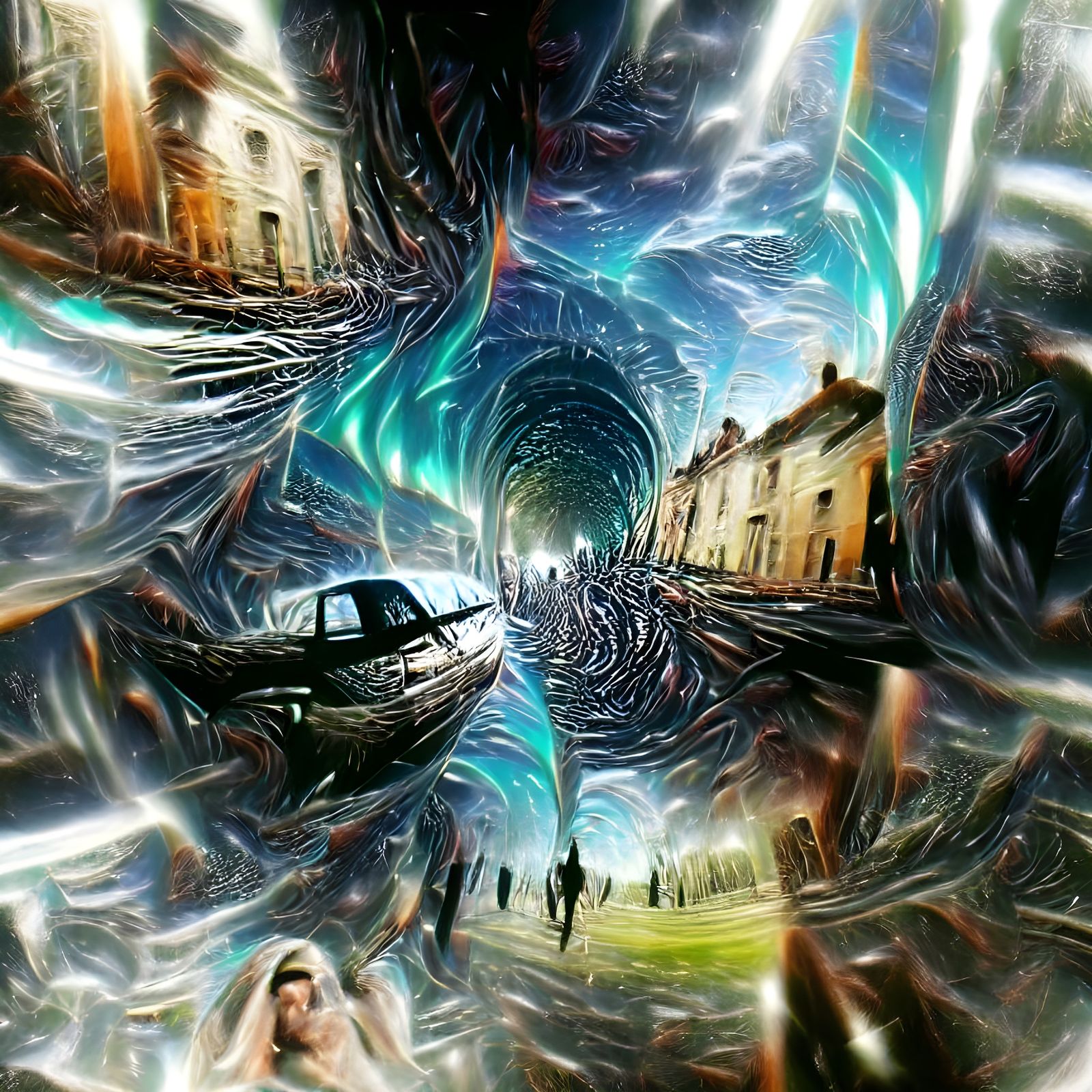 Wormhole Travel: Iridescent 3D Digital Illustration