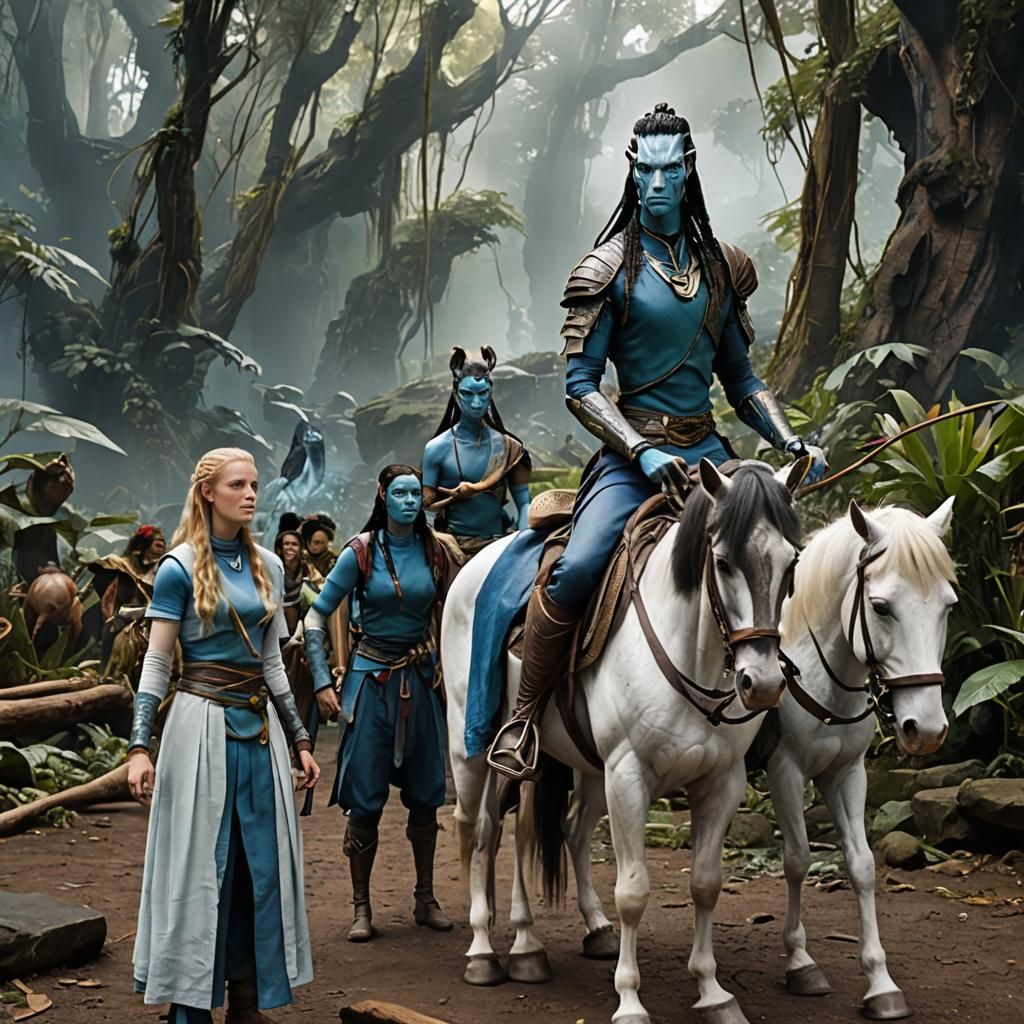 Avatar and Woman on Horseback Together