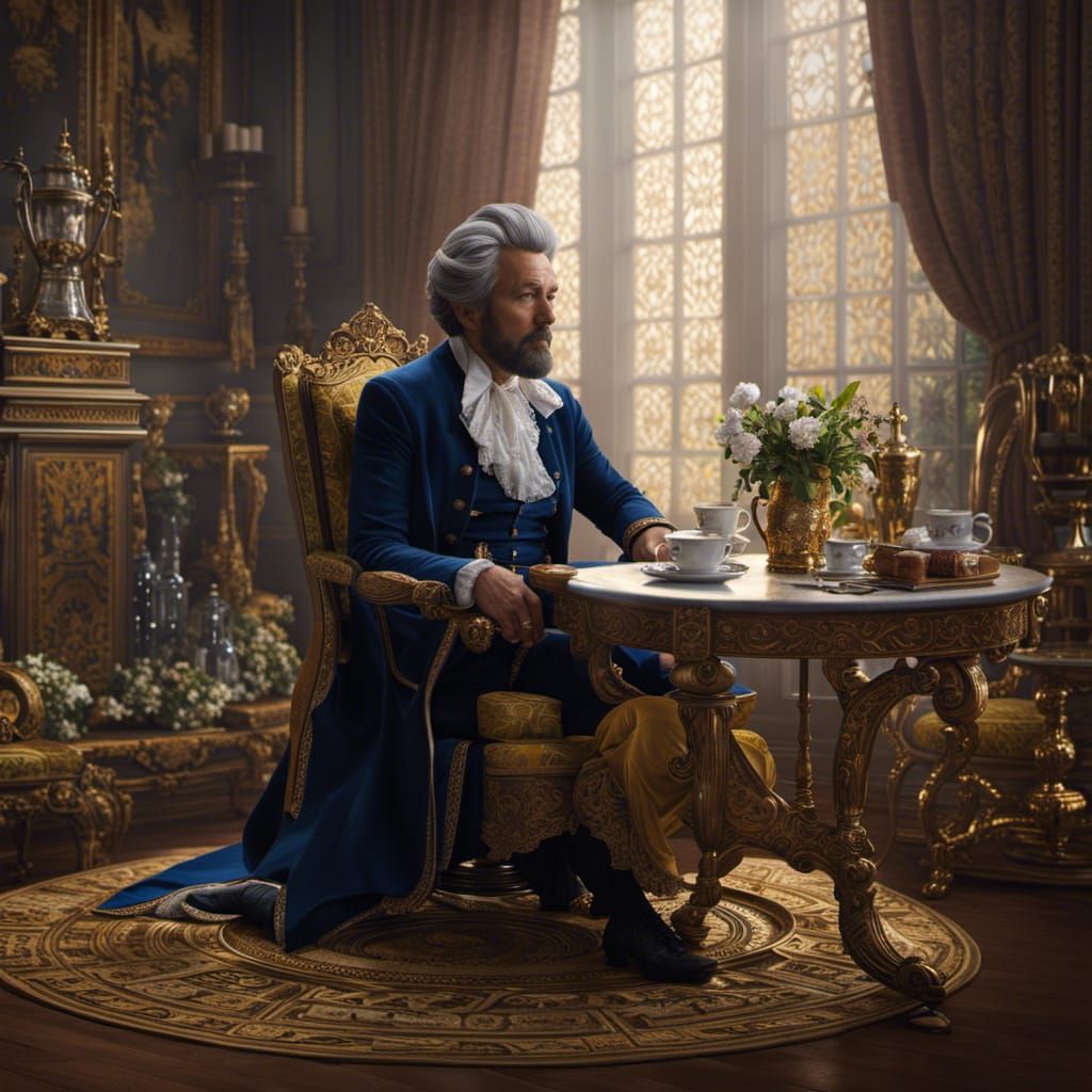 Hyperrealistic Pennyroyal Tea Drinker in Abstract Style