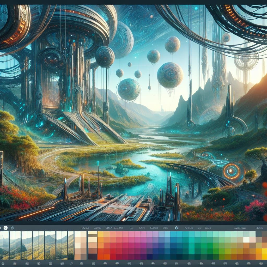 Futuristic Landscape: Technology Meets Nature in Fantasy Art