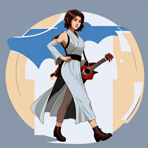 Ukulele Jedi Vector Logo Emblem on Cloud