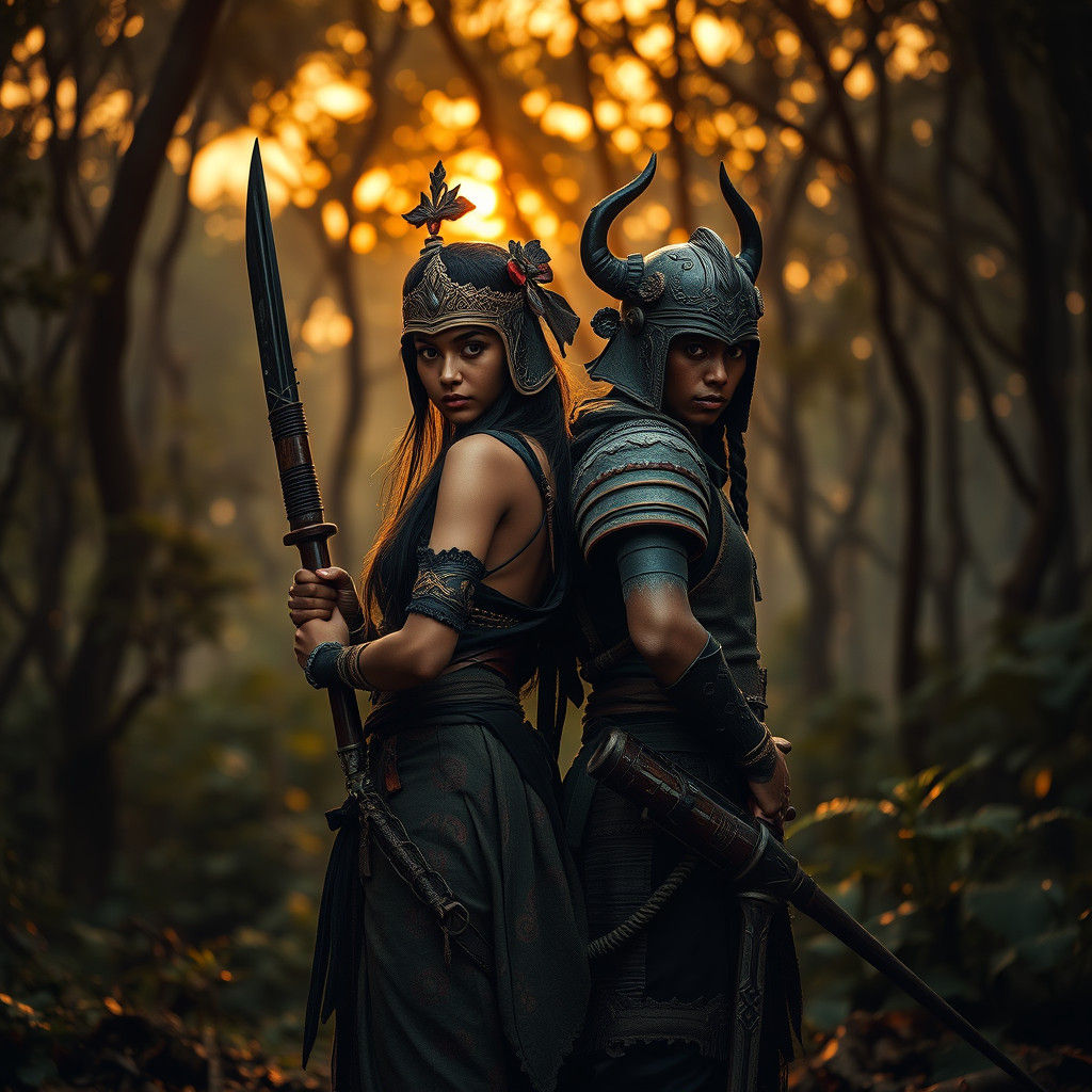 Raya and Namaari in Ancient Forest, Ready for Battle