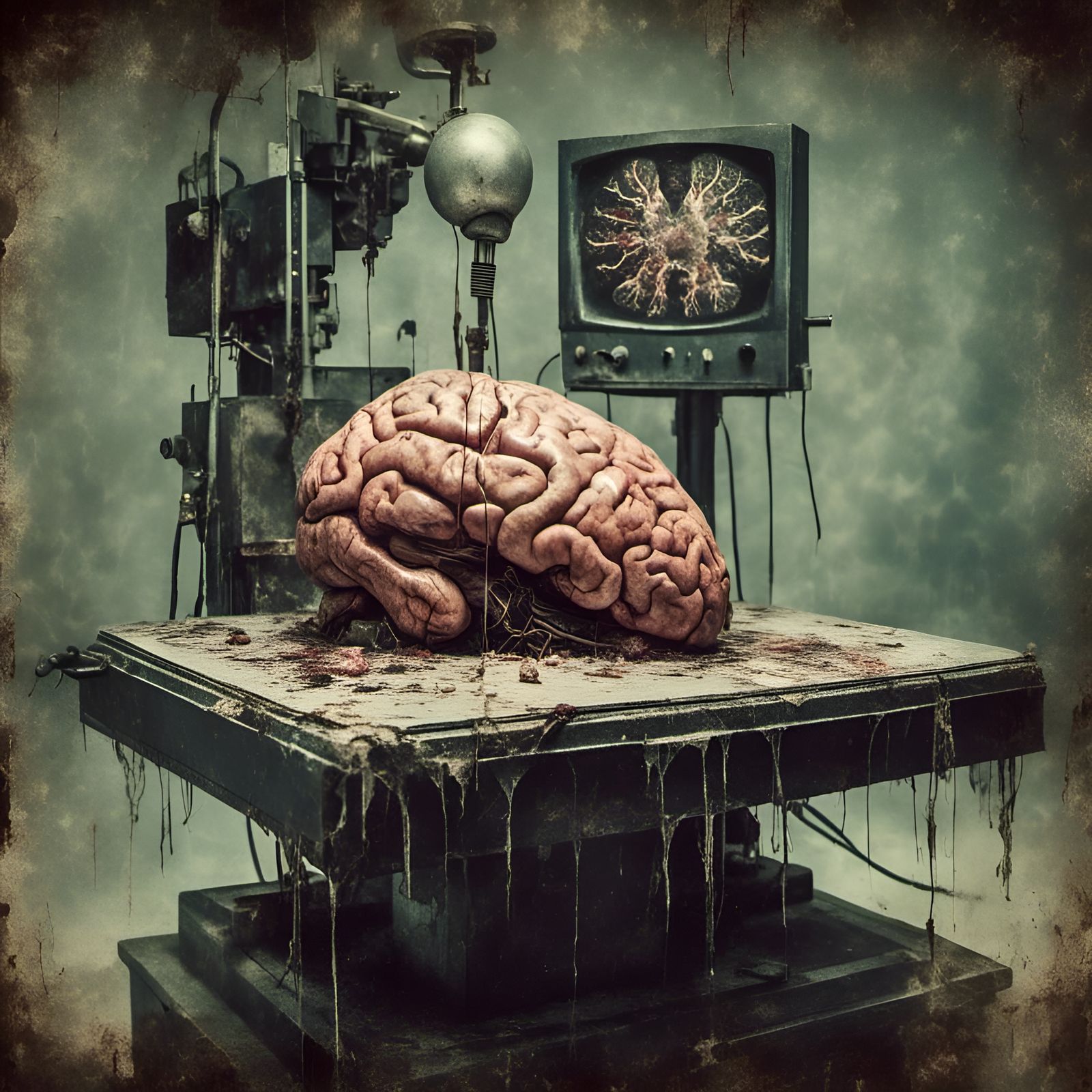 Human Brain on Operating Table: Macabre Medical Scene
