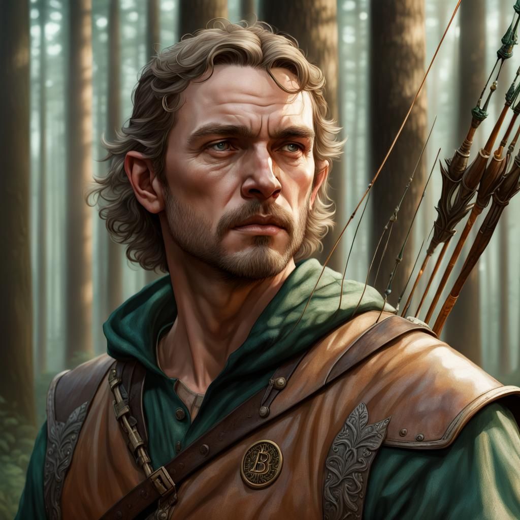 Robin Hood Portrait in Pre-Raphaelite Style