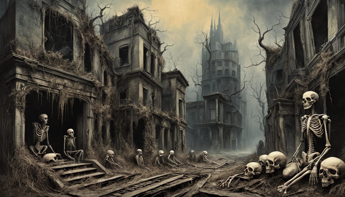 Post-Apocalyptic Skeletons Roam Dilapidated Buildings