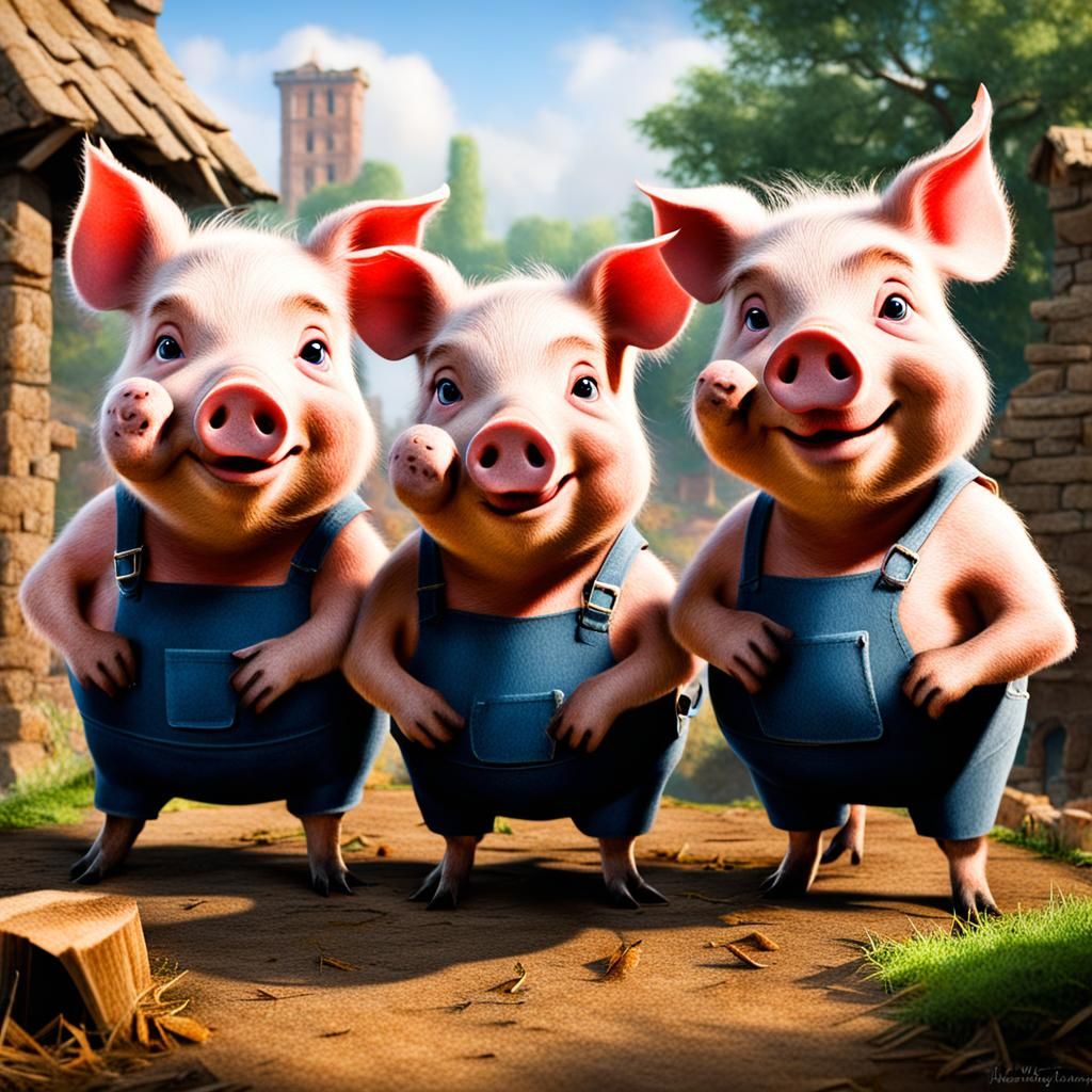 Three Little Pigs AI Image