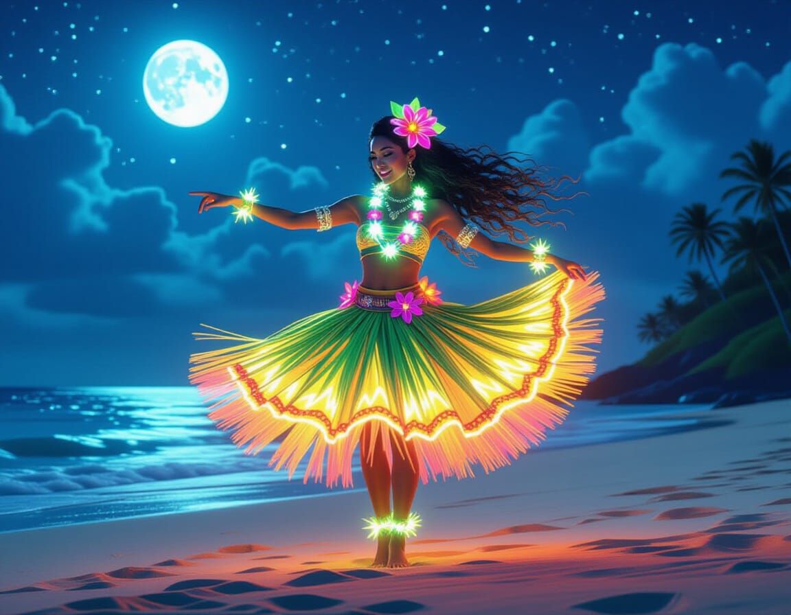 Steampunk Hula Dancer Under the Stars