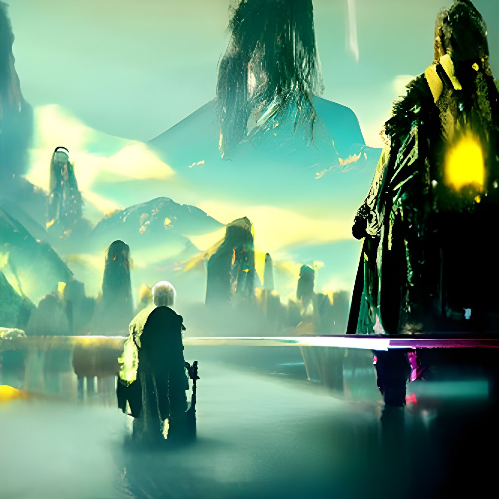 Cyberpunk Lord of the Rings in Neon Style