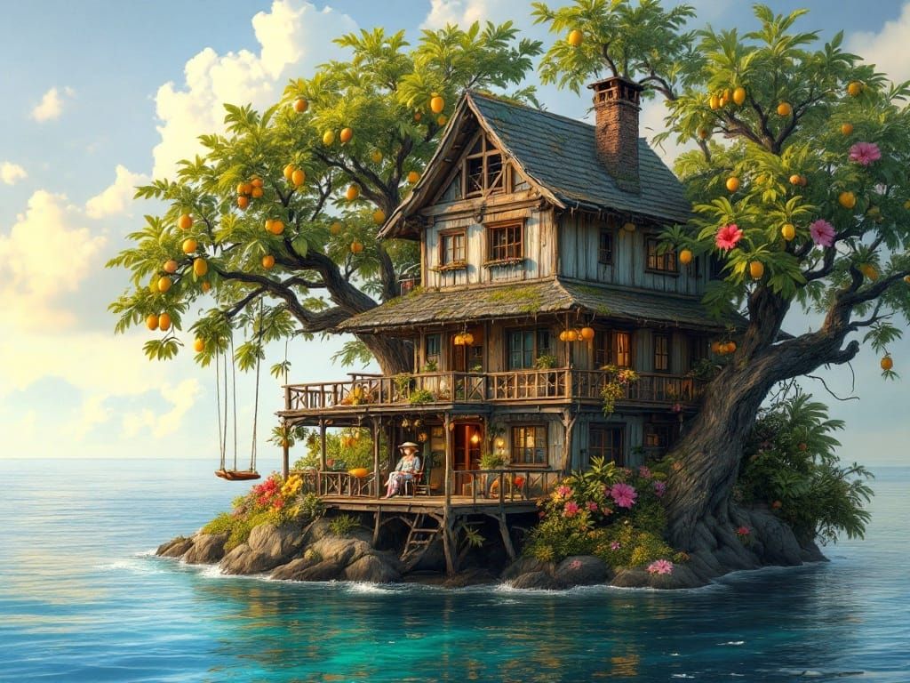 Whimsical Island Abode in Vibrant Tropical Paradise
