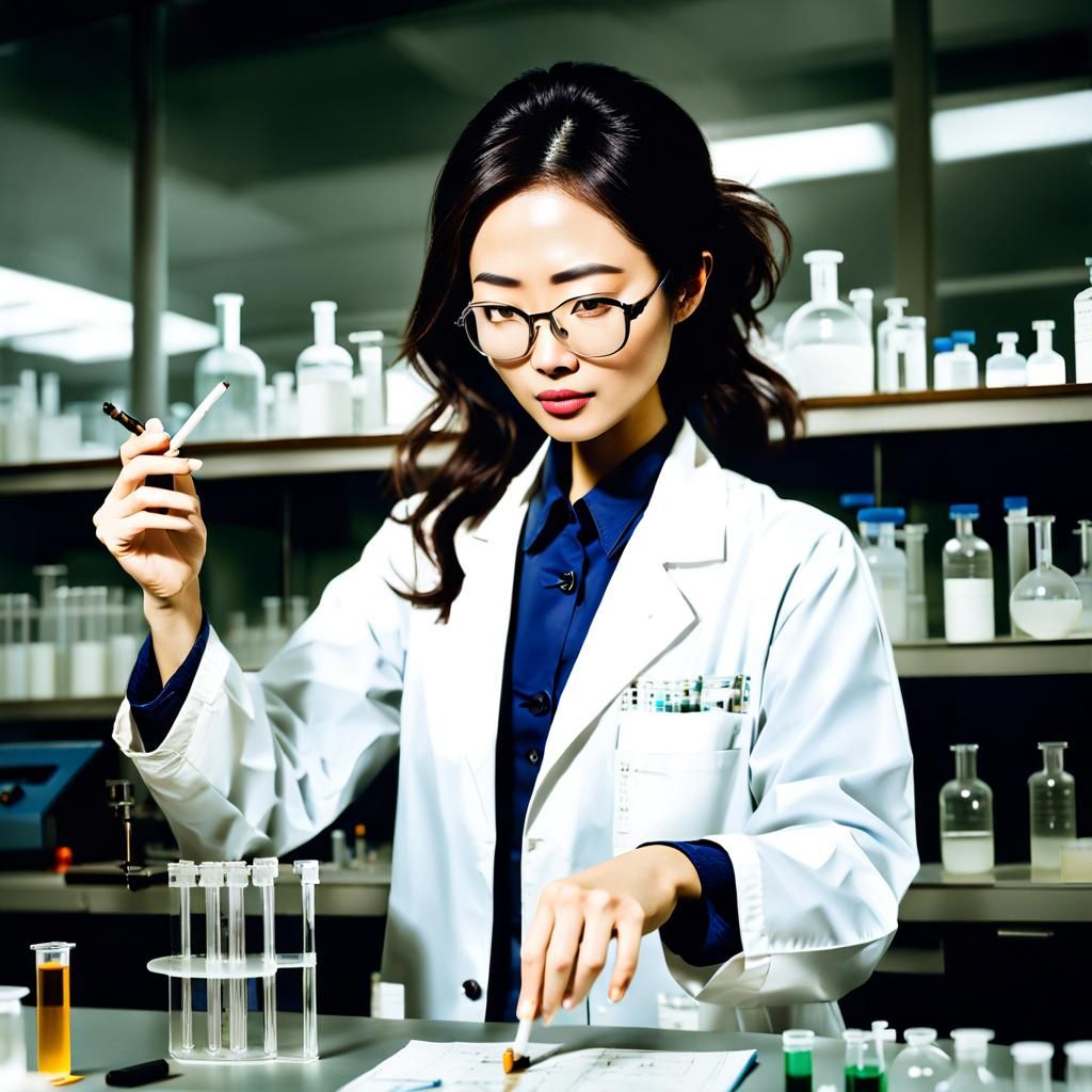 Asian Scientist in Laboratory Conducting Chemistry Research