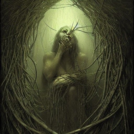 Haunting Dryad: Vines and Thorns in Gothic Horror Style