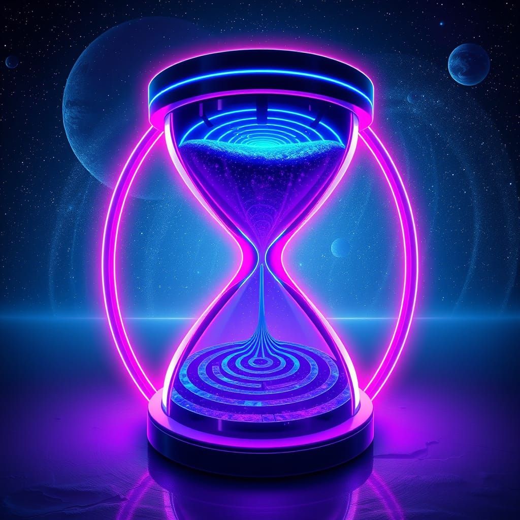 Ethereal Hourglass Labyrinth in Vibrant Neon