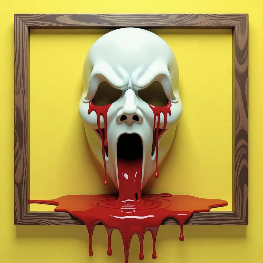 Bleeding Ghost Face in Surreal Horror