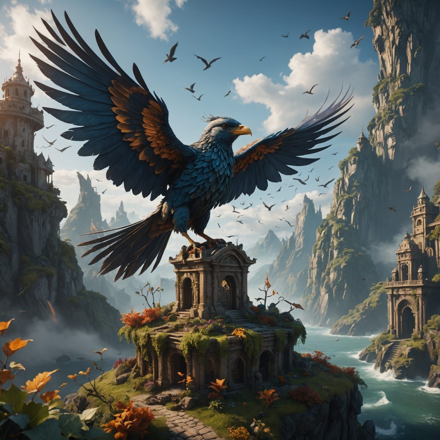 Wind Transforms into Bird: Detailed Matte Painting