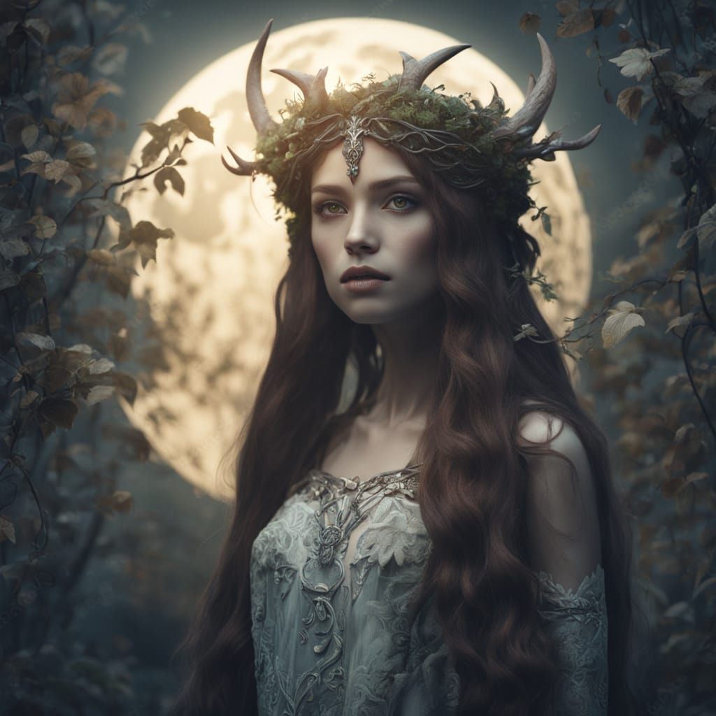 Moonlit Faun with Bioluminescent Skin Fantasy Portrait