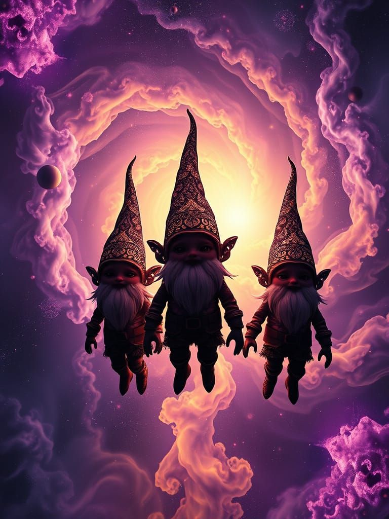 Gnomes in a Dreamlike Dark Fantasy Galaxy