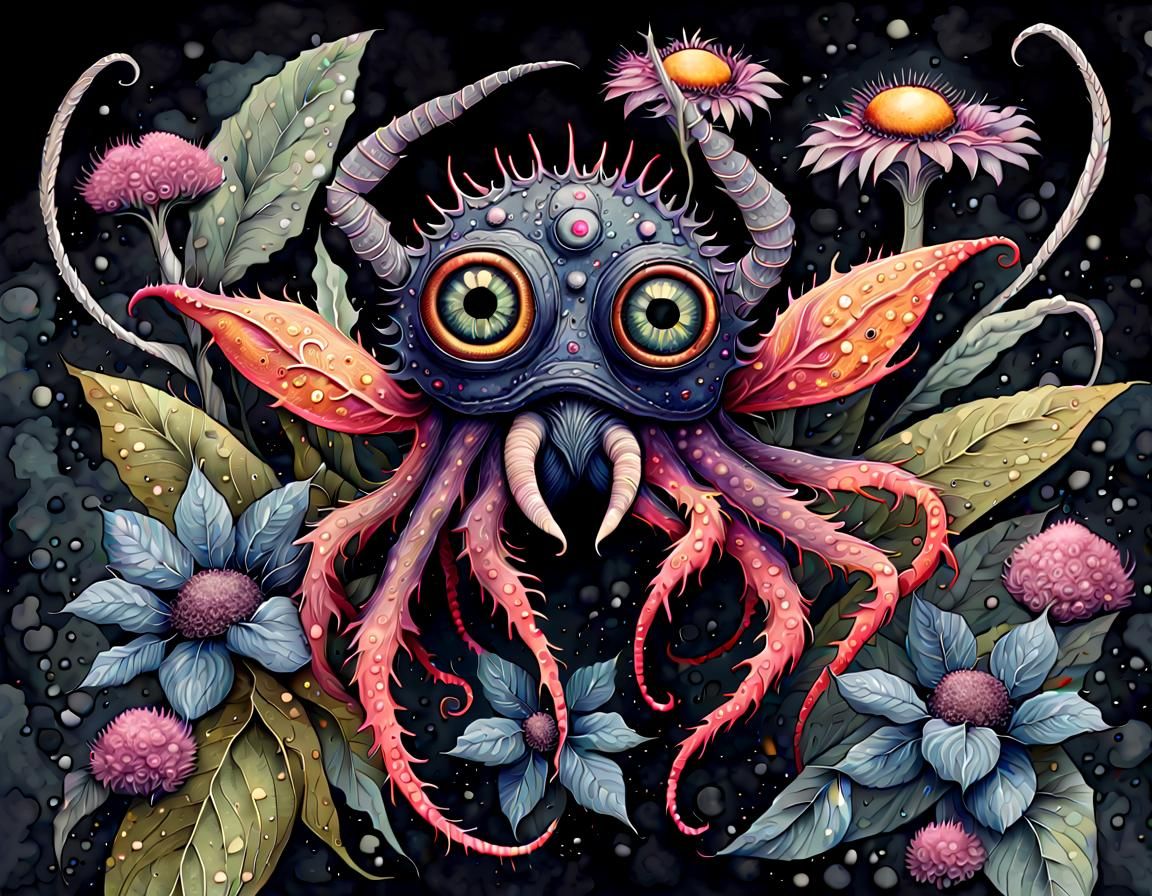 Strange Creature Concept Art in Watercolor Style