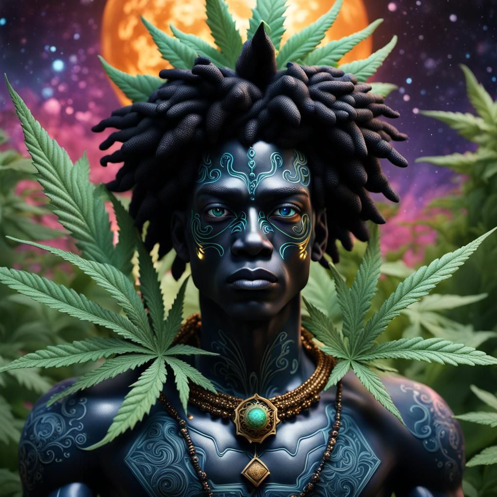 Cosmic Marijuana Doll: Detailed Matte Painting