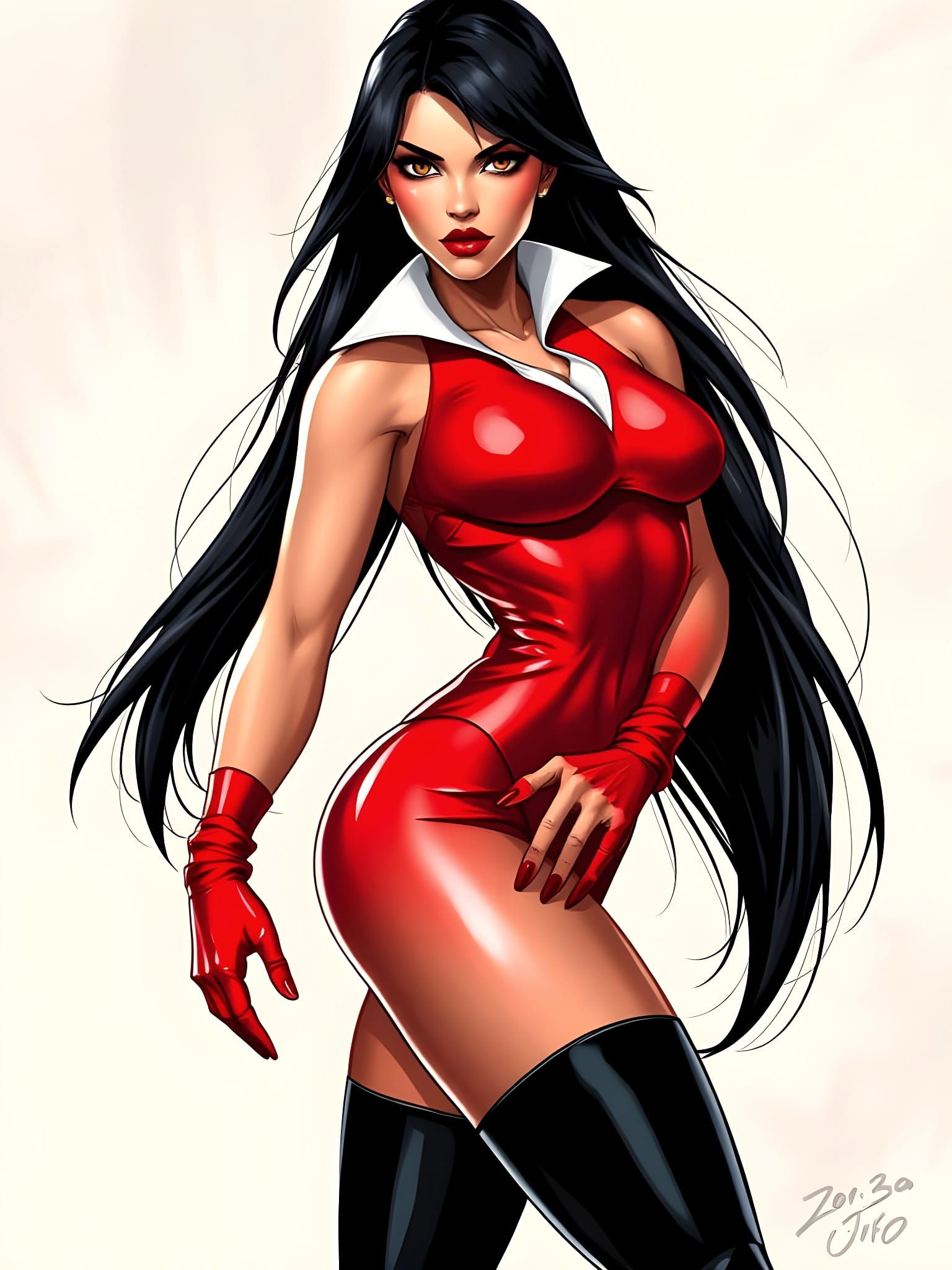 Italian Pin-Up Beauty in Anime-Inspired Fantasy Style