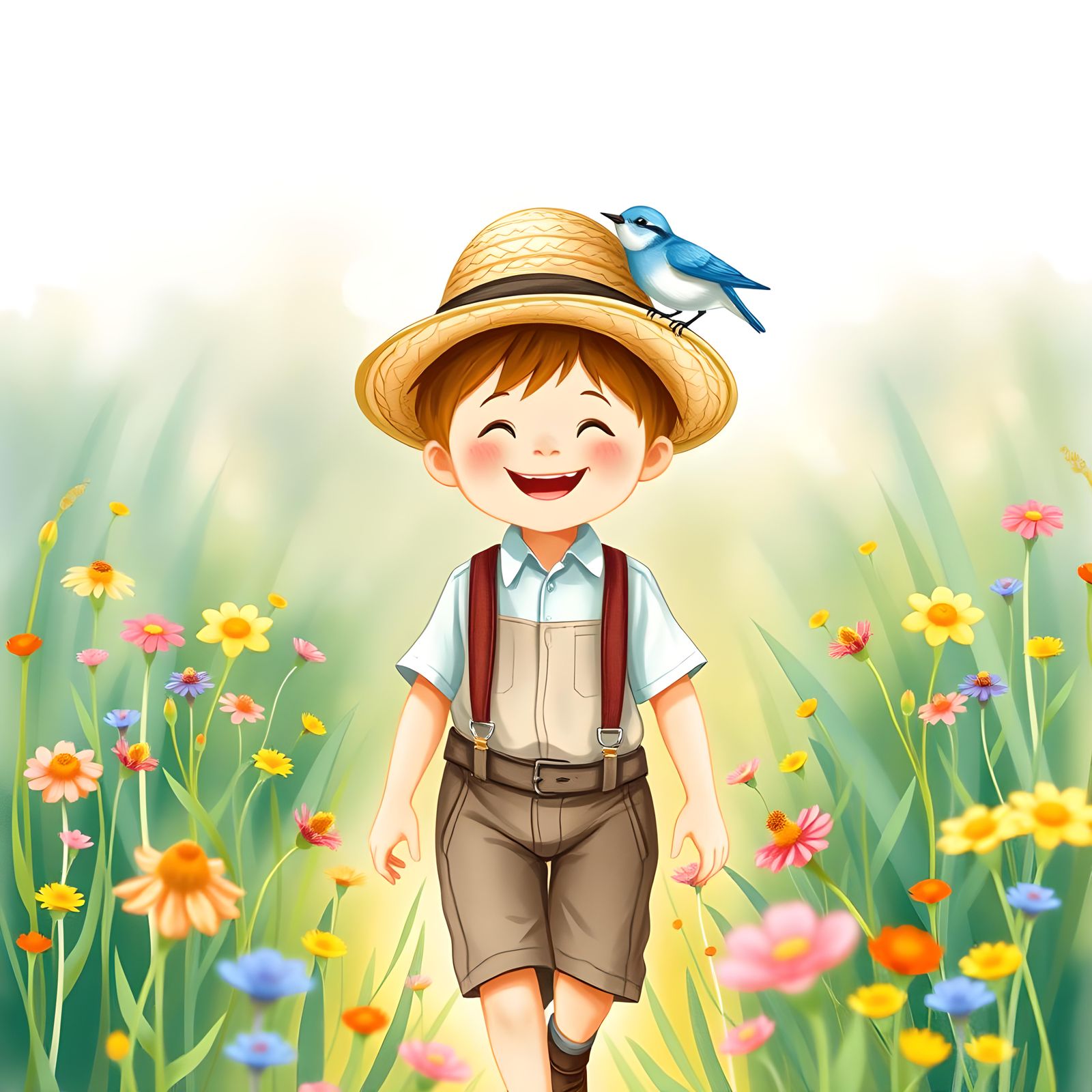 Bluebird on Shoulder on a Sunny Day