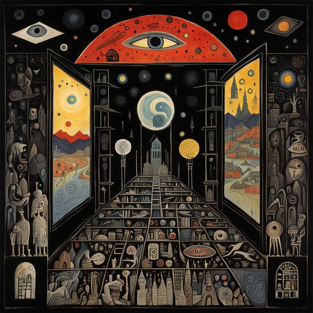 Dark Conspiracy Corridor in Surrealist Style