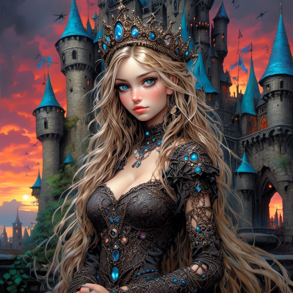 Beautiful Rogue Woman in Dream Fairytale Land as Oil Paintin...