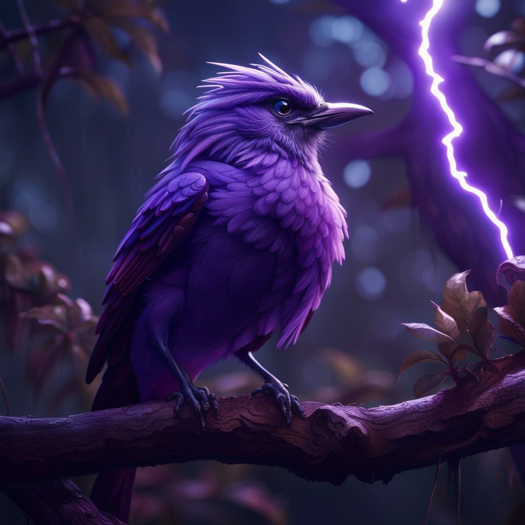 Purple Lightning Bird Portrait: Fantasy Concept Art