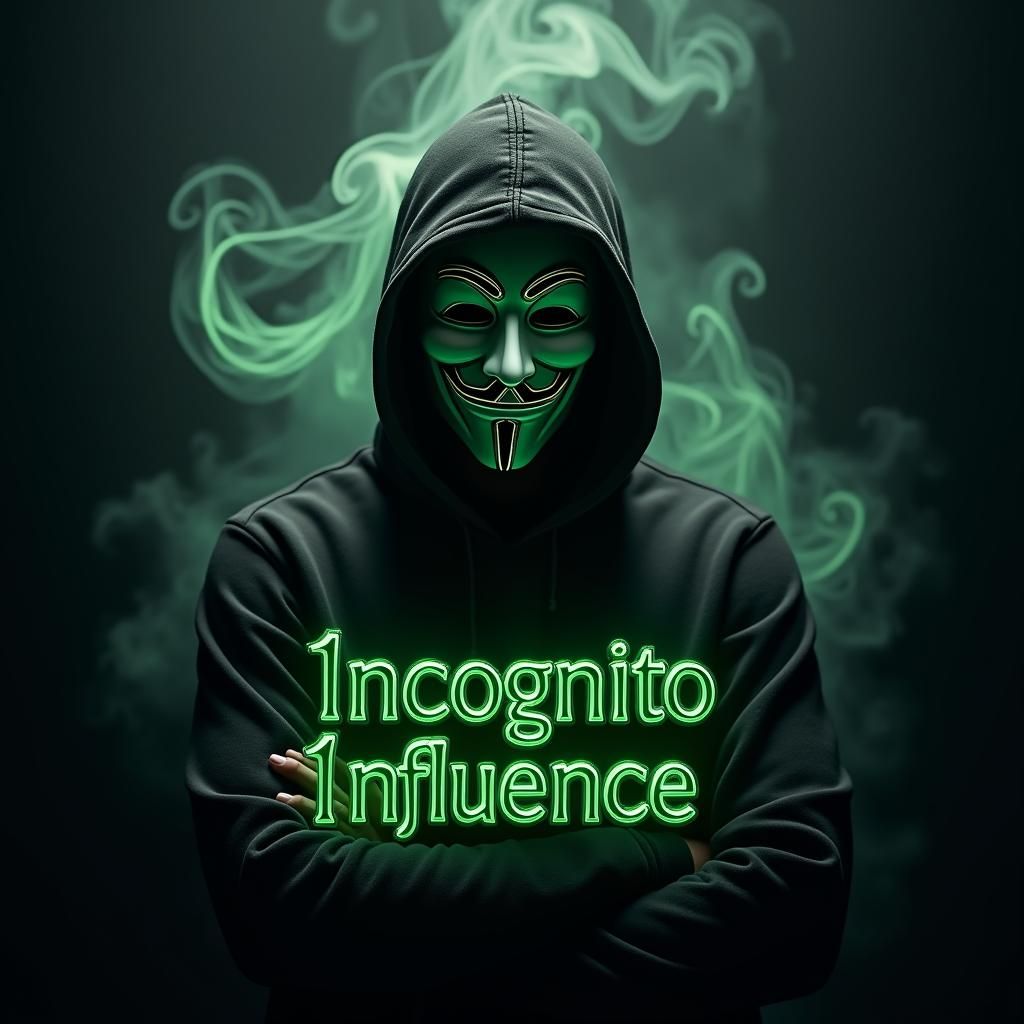 Mysterious Masked Figure Logo in Electric Green