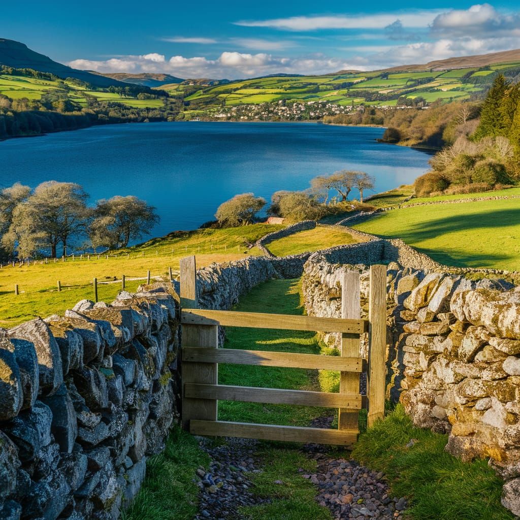 Picturesque Countryside Landscape with Serene Lake: A Vibran...