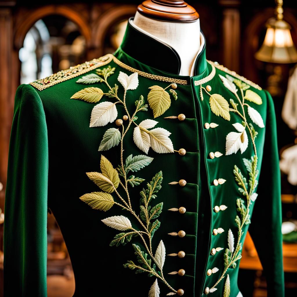 Embroidered doublet in a tailor's shop