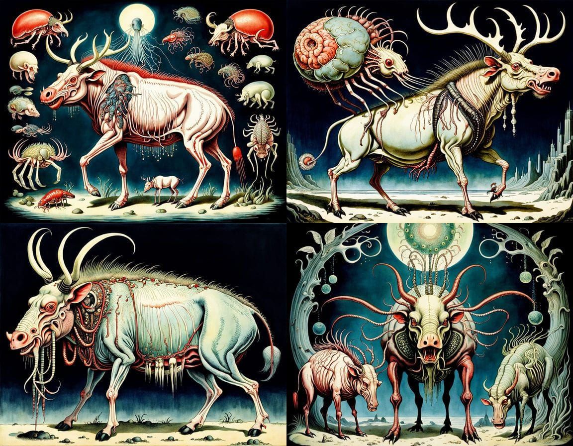 Surreal Anatomy Study in Deep Noctilucent Colors