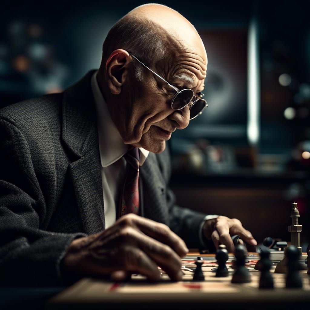 Elderly Mafia Boss Portrait in Vaporwave Style