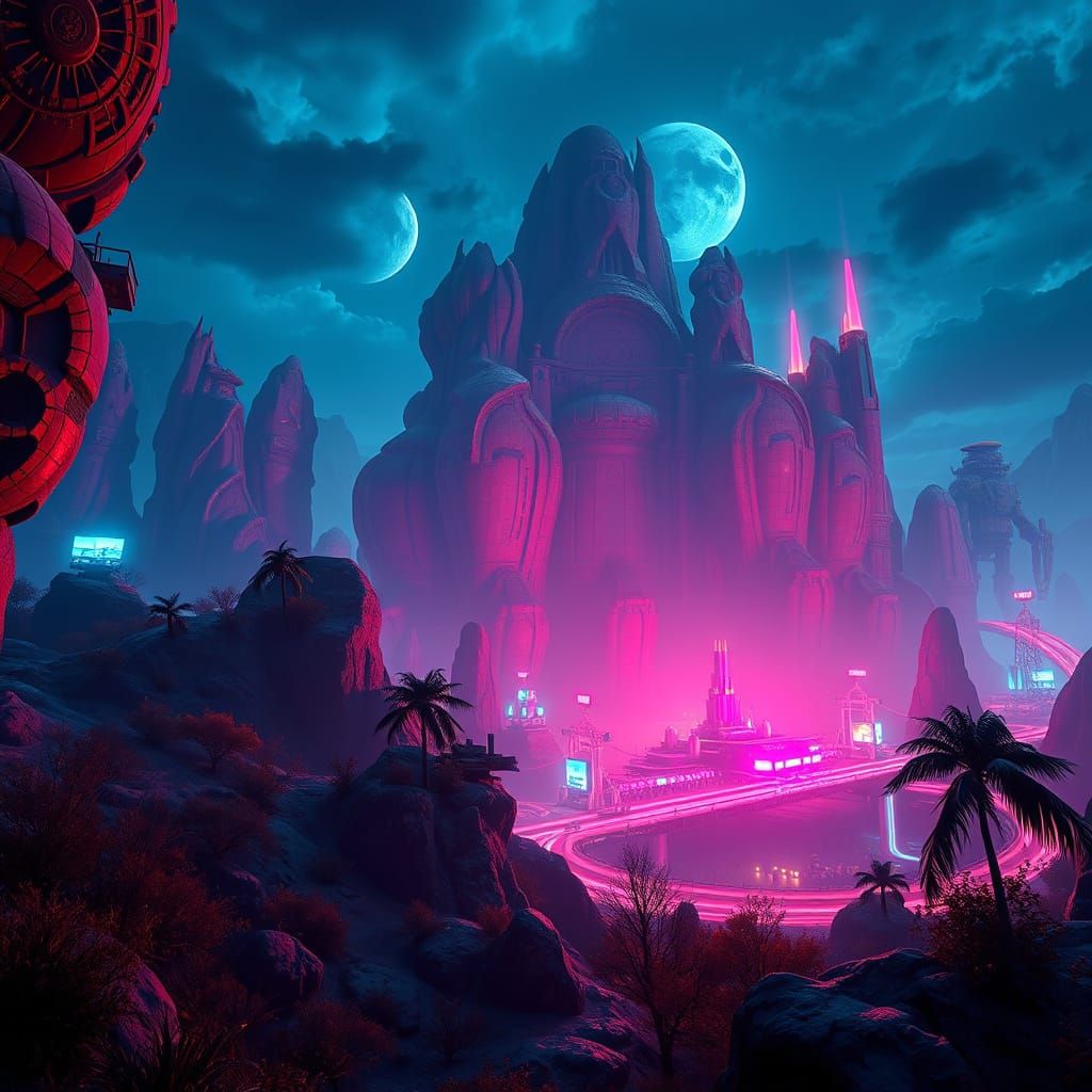 Hyperrealistic Video Game Landscapes in High Contrast