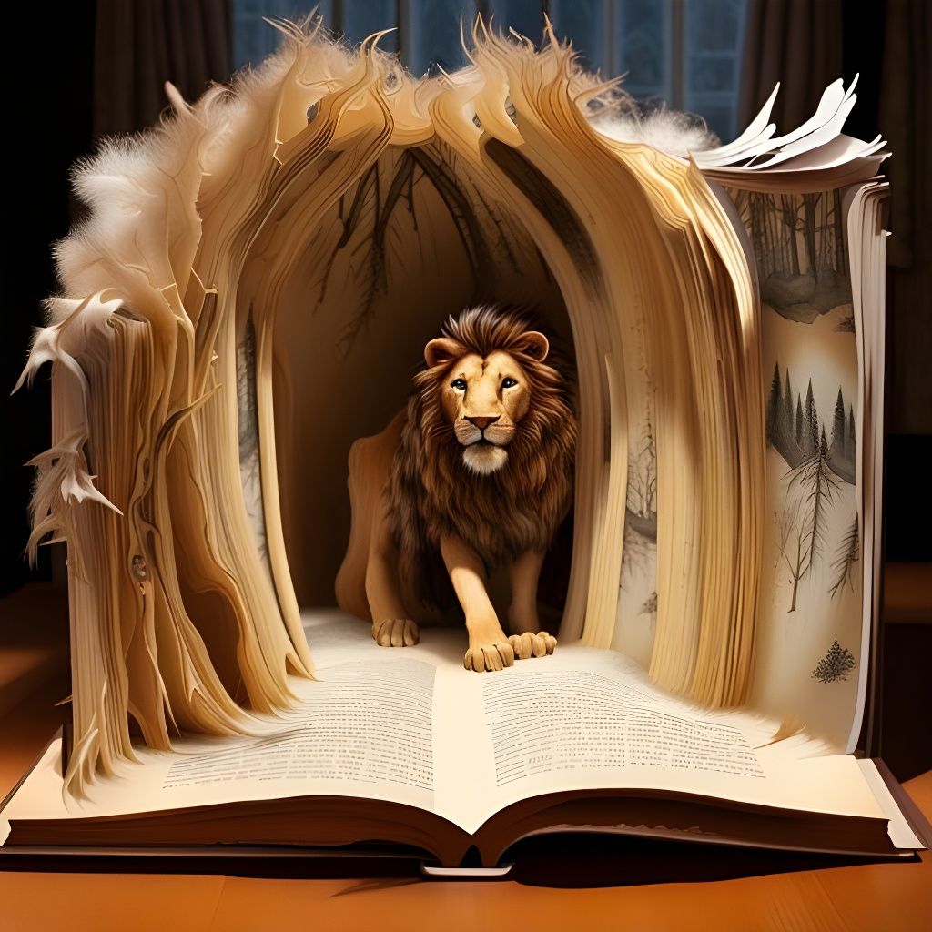 Narnia and Aslan Emerge from Book Illustration