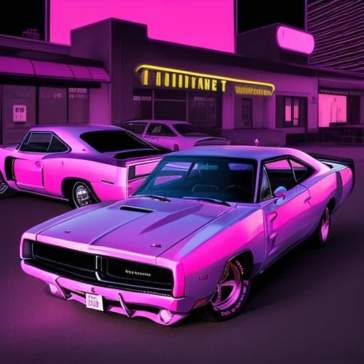 Dodge Charger in Synthwave Neon Style