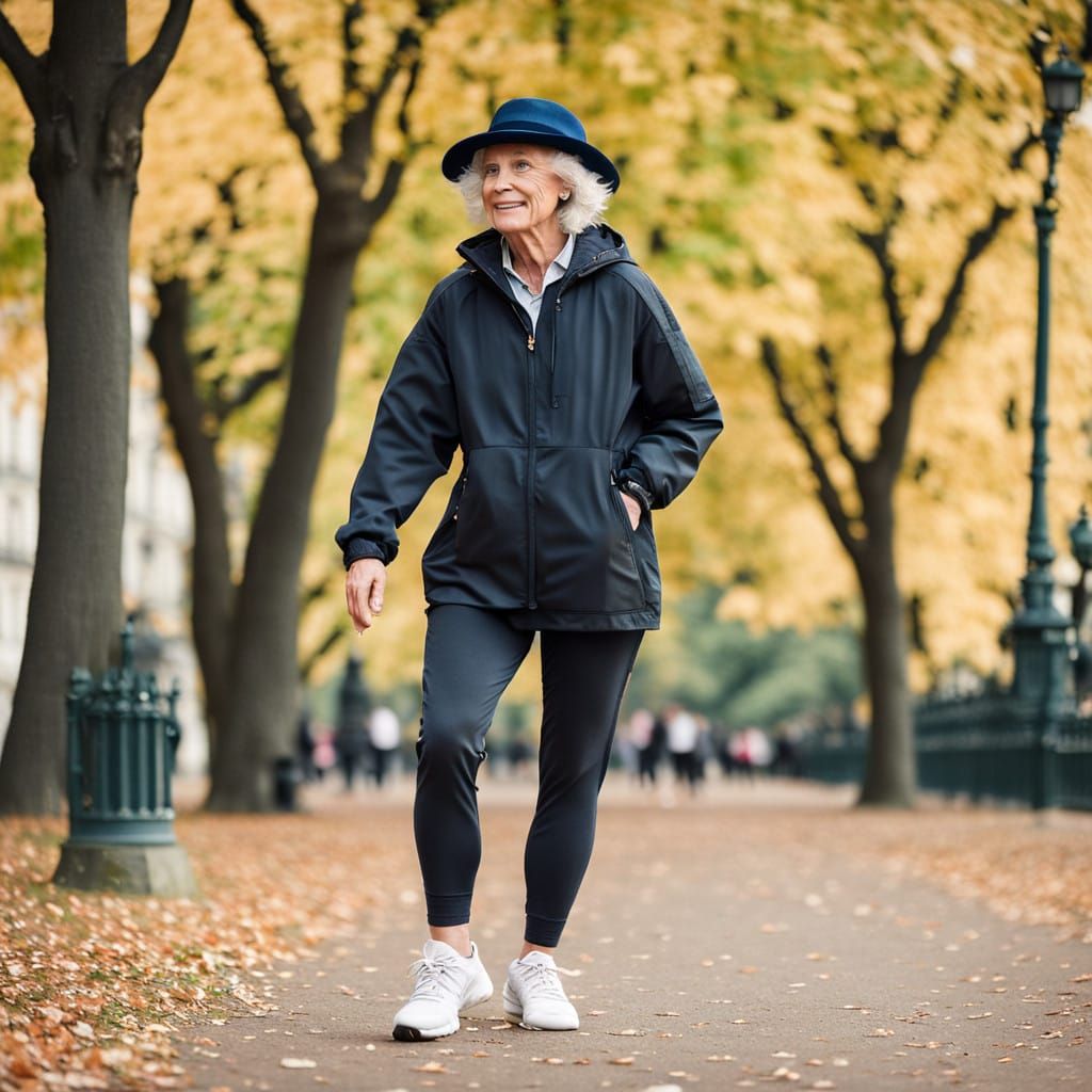 Elegant Parisian Woman Strolls through the Park