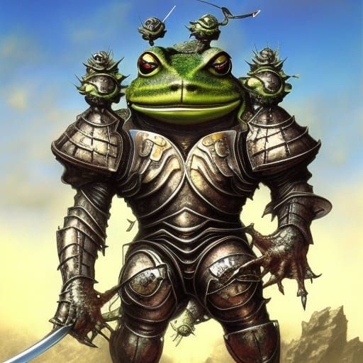Armored Frog Knight: Digital Illustration in Photorealistic ...