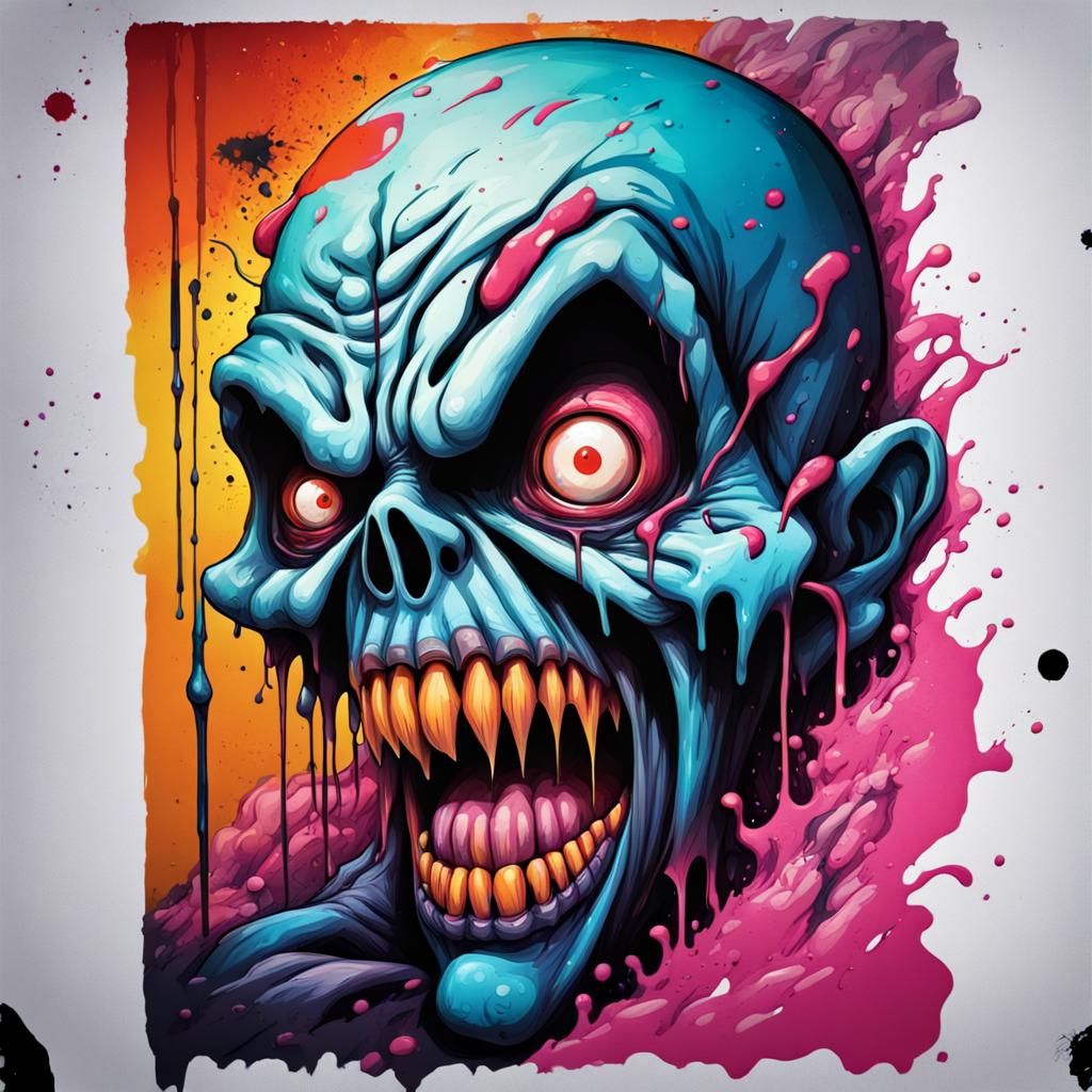 Scary Graffiti Art Drawing with Art Supplies