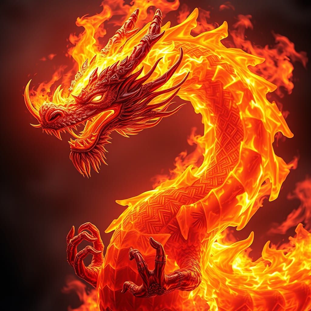 Dragon Shaped Fire in Hyperdetailed Digital Art