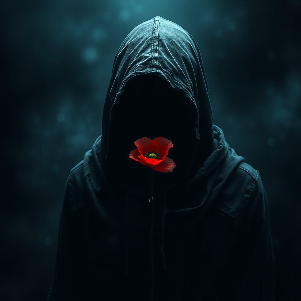 Dark Fantasy Figure with Poppy Flower