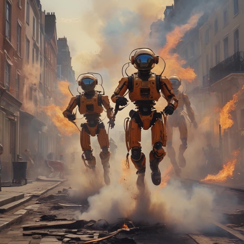 Martian Invasion in Fauvist Expressionism Style