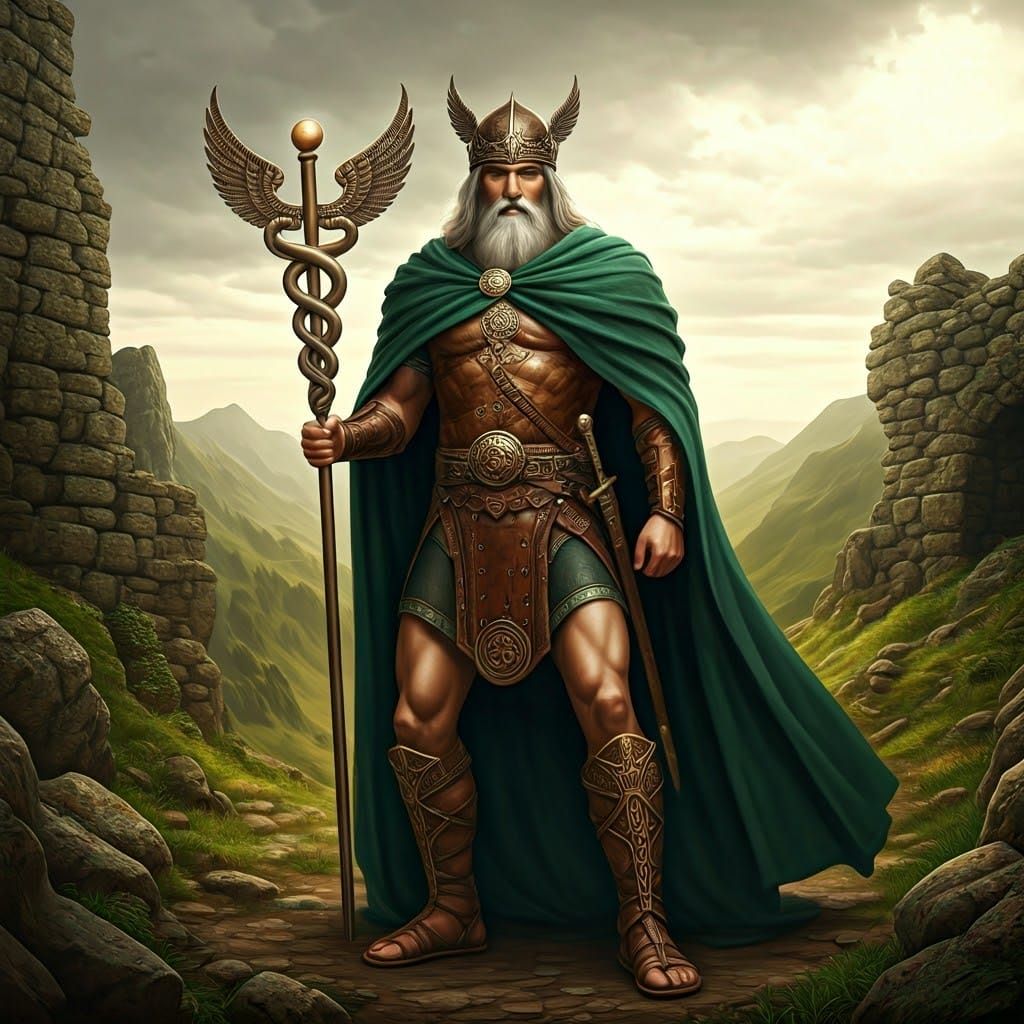 Celtic Warrior God in Ancient Gaul, Photorealistic