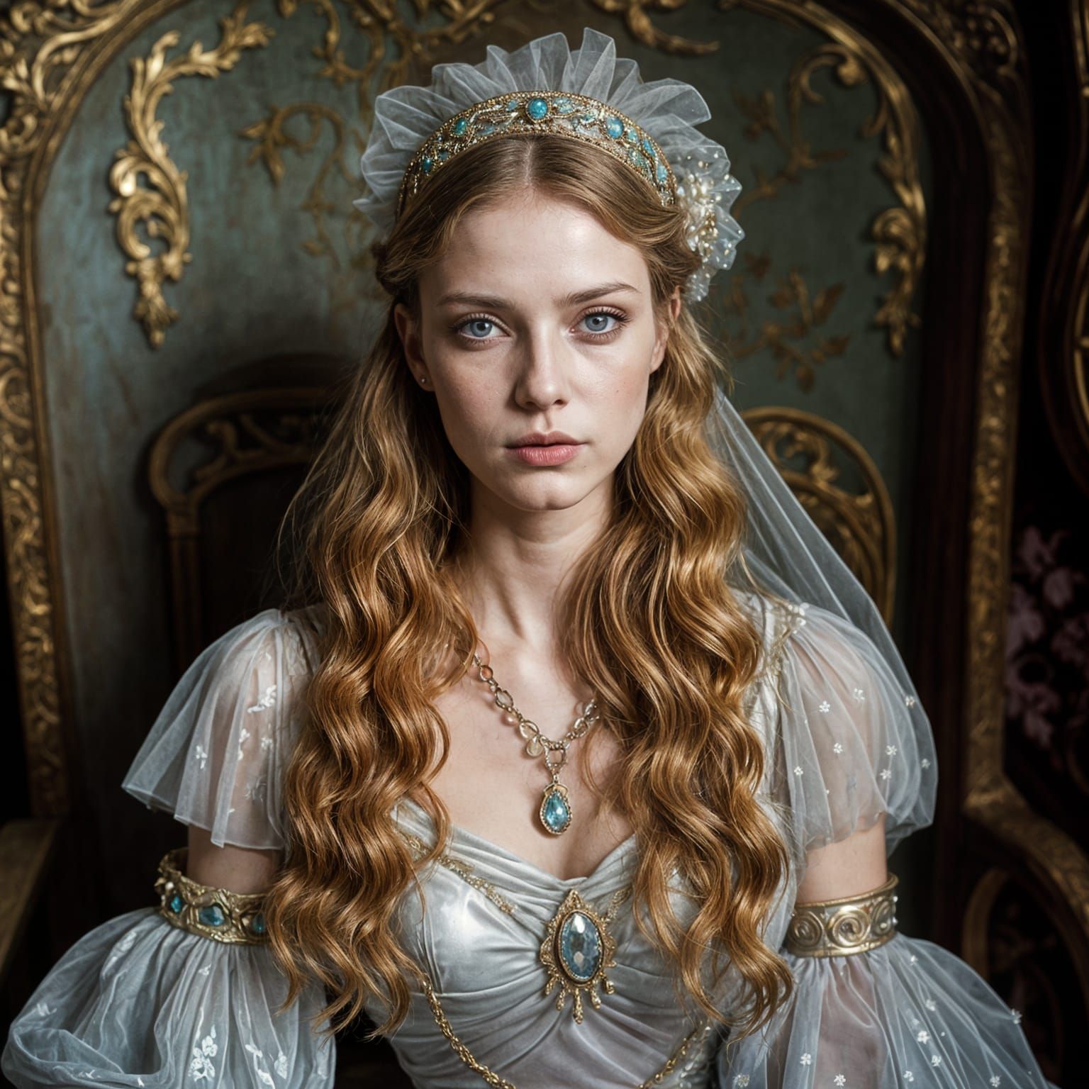 Golden Anastasia with Long Blonde Braids and Lavender Lips, ...