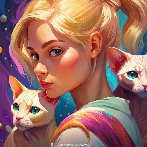 Just a Girl with Her Sphynx Cats