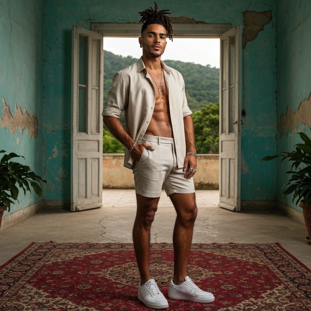 Handsome Cuban Man in Tropical Villa Setting
