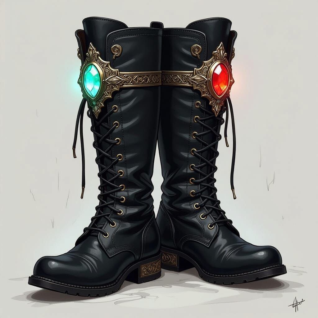 Stormlight Archive Fabrial Boots Sketch with Glowing Gemston...