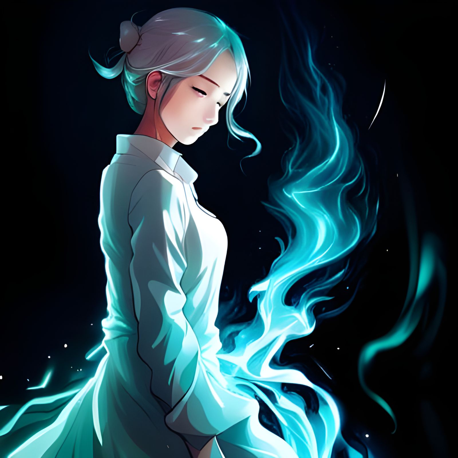Stunning Manhwa Girl in Swirling Smoke