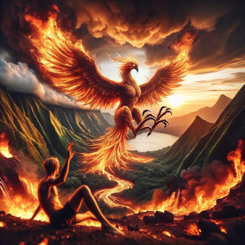Phoenix Rising from Volcano in Professional Photography