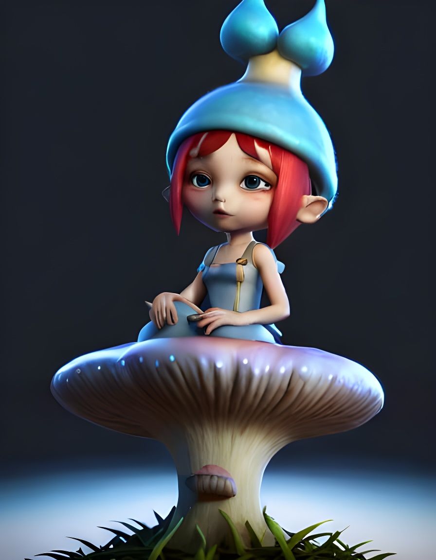 Fantasy Fairy Girl in Mushroom Kingdom, 3D Render