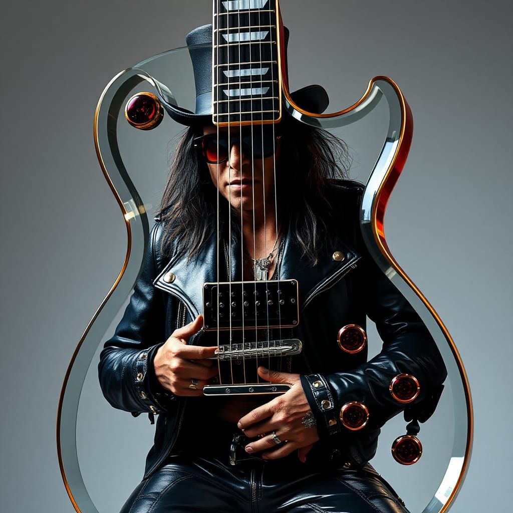 Glass Guitar Double Exposure Portrait